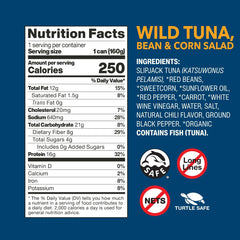 Wild Planet Salad Tuna Bean Corn close-up shows protein-rich, convenient lunch option.
