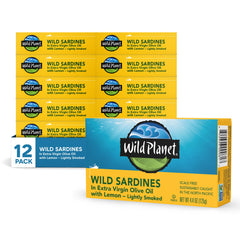 Wild Planet sardines in olive oil with lemon, lightly smoked, ready to savor