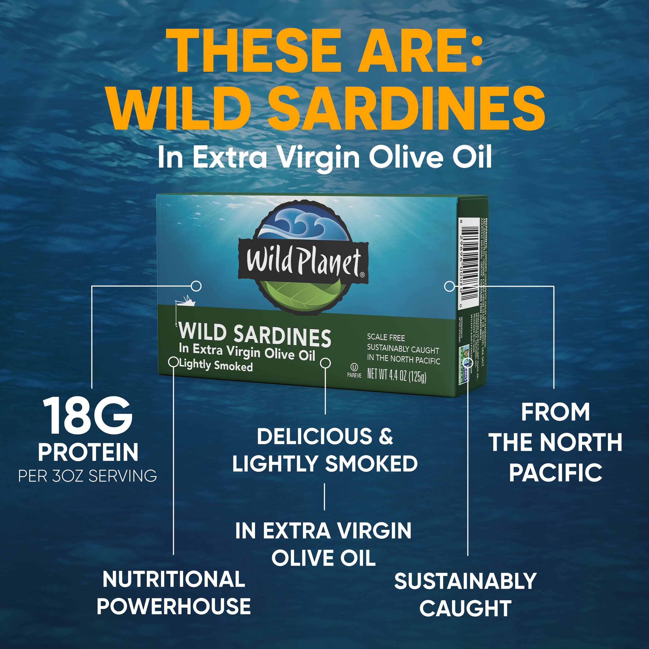 Wild Planet sardines pull-tab can for quick, mess-free access