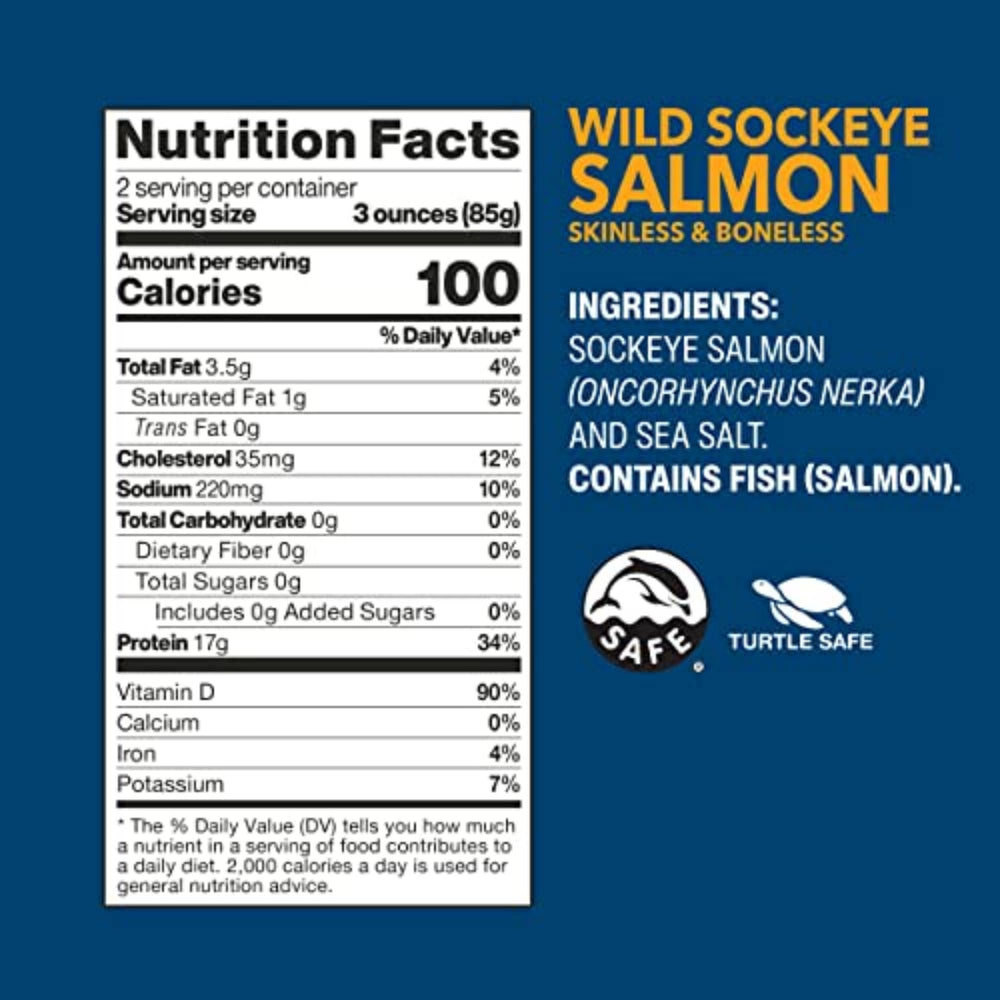 Wild Planet skinless boneless salmon flesh image, convenient ready-to-eat protein source