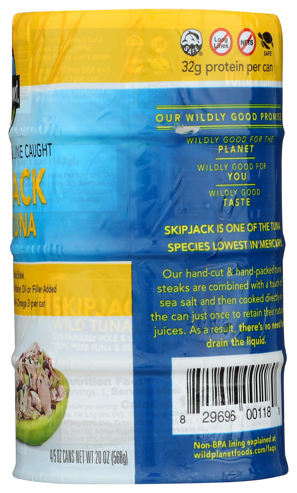 Wild Planet brand logo close-up on tuna can label