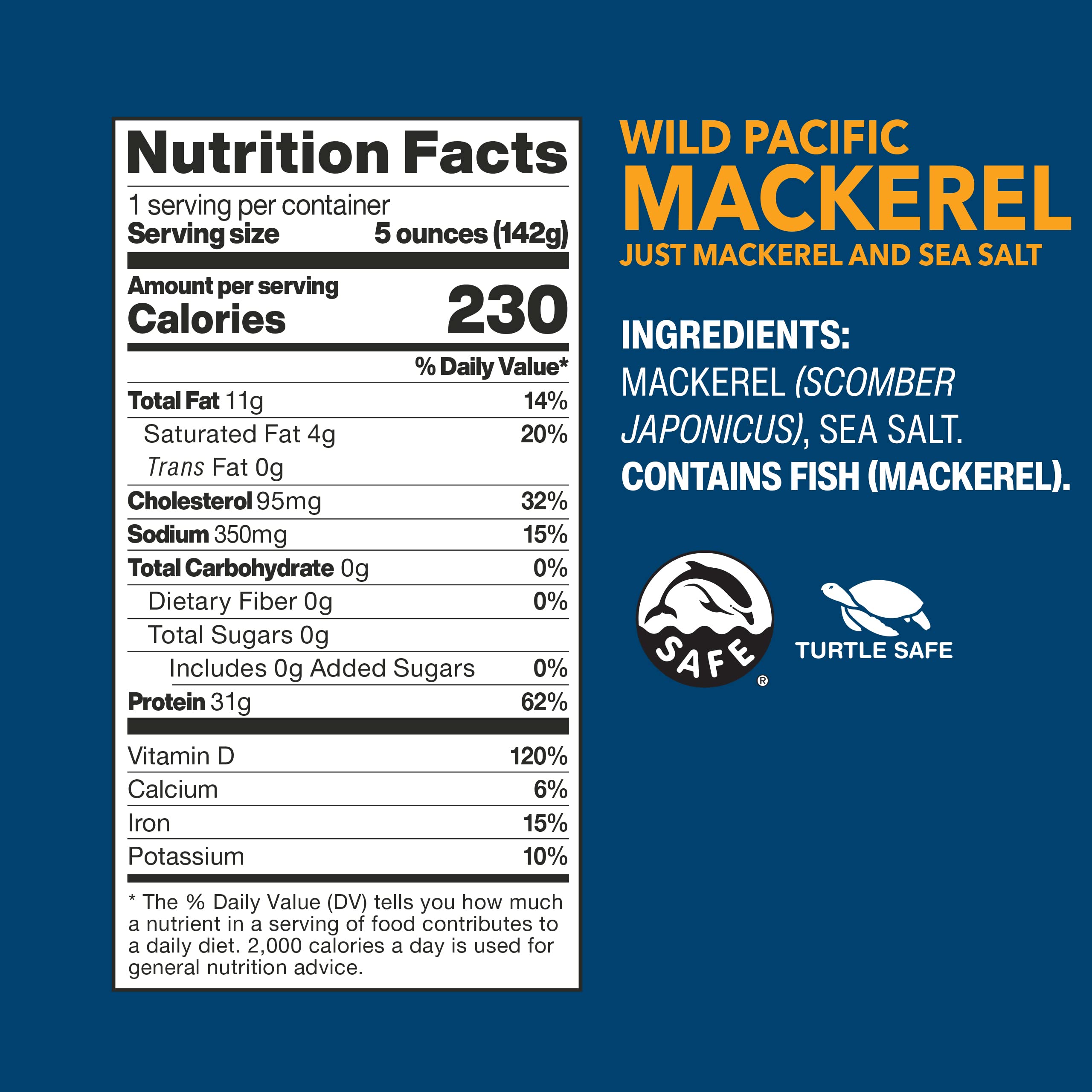 Wild Planet mackerel pull-tab can for convenient on-the-go snacking.