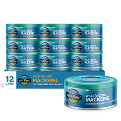 Wild Planet Wild Pacific Mackerel saba can front view, protein-rich and ready to enjoy.