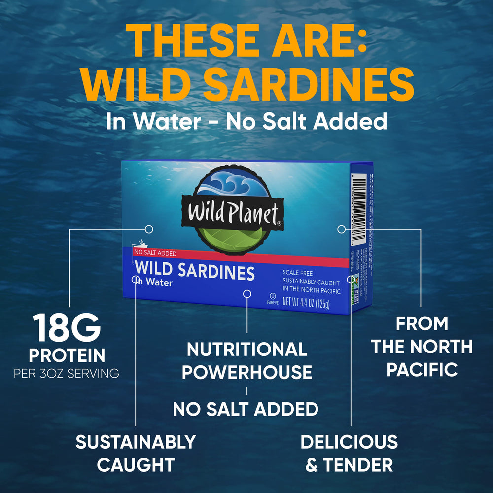 Wild Planet sardines nutrition panel highlights omega-3, calcium, and iron