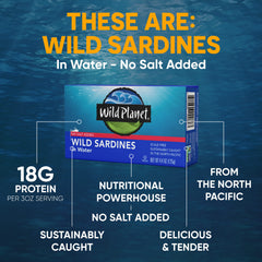 Wild Planet sardines nutrition panel highlights omega-3, calcium, and iron