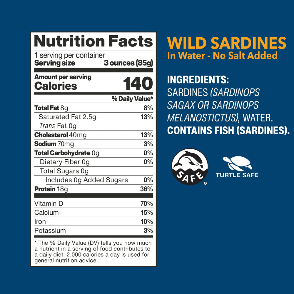 Wild Planet sardines with pull-tab for convenient, on-the-go protein