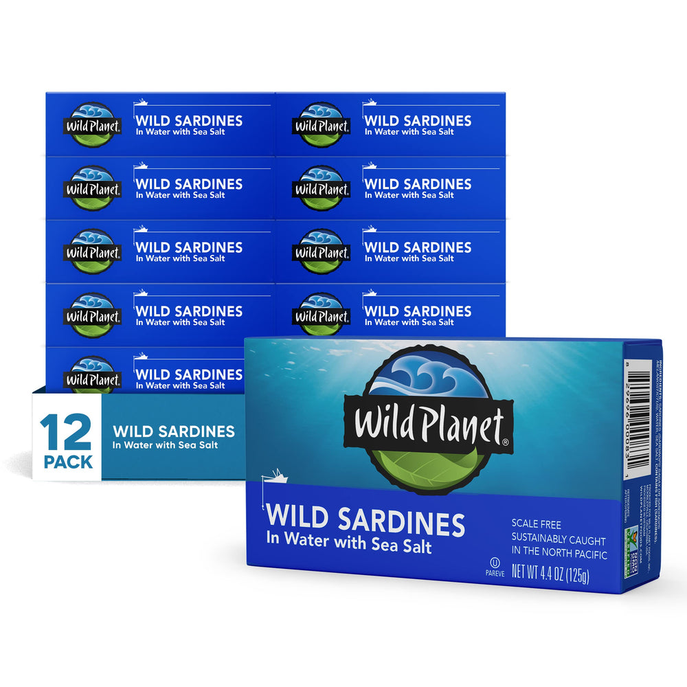 Wild Planet wild sardines in water with sea salt can for quick protein.