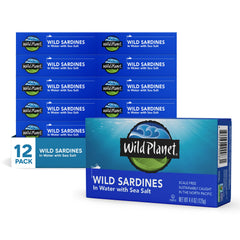 Wild Planet wild sardines in water with sea salt can for quick protein.