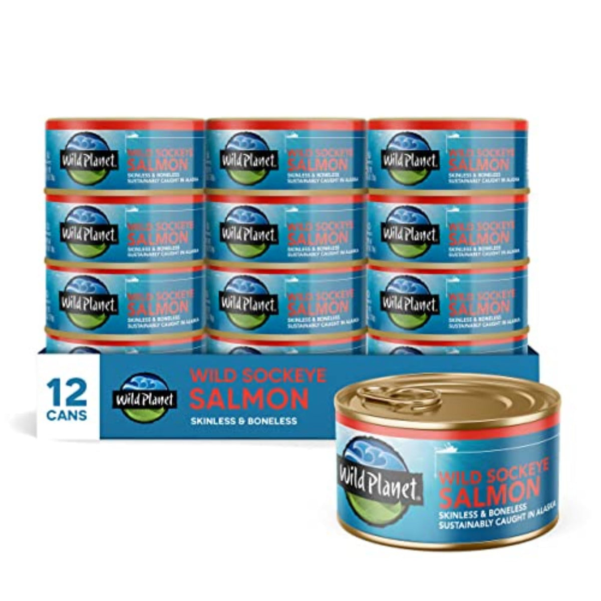 Wild Planet wild sockeye salmon can, rich in protein and omega-3 for healthy meals