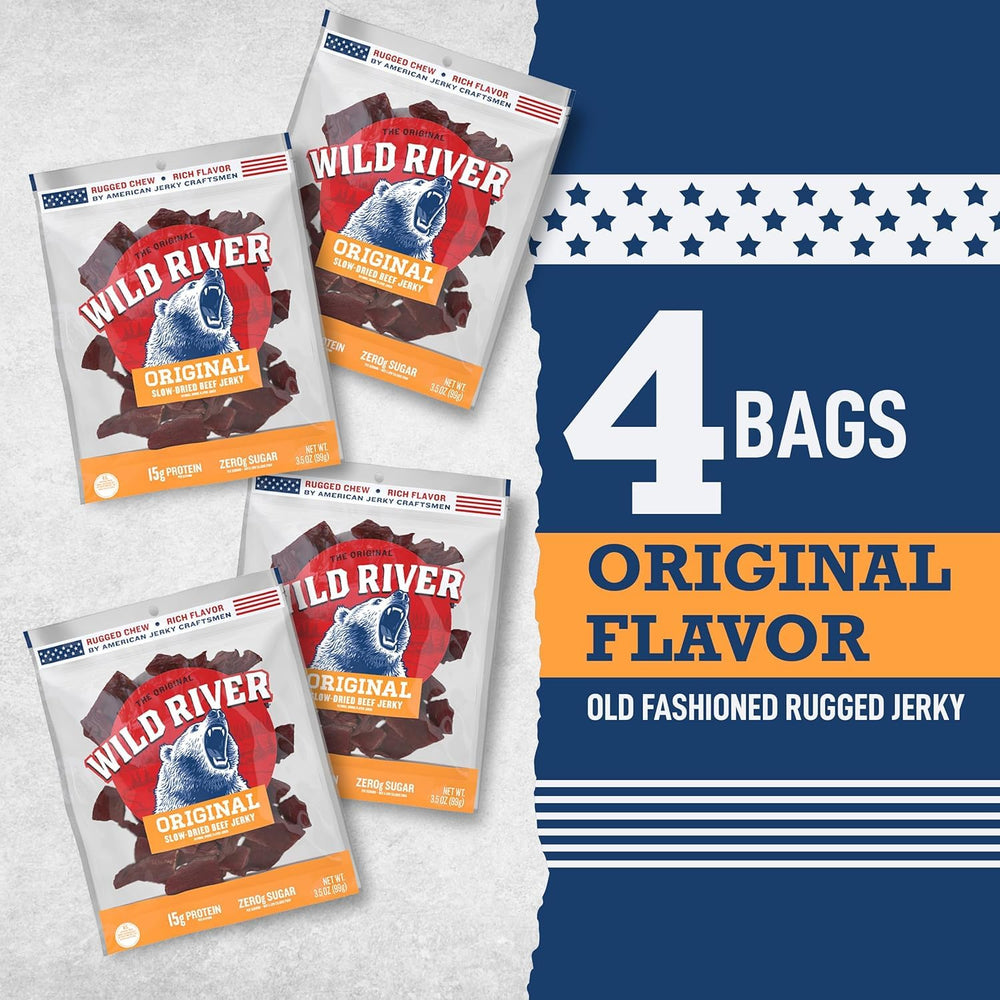 Wild River rugged chew jerky satisfies cravings during outdoor adventures.