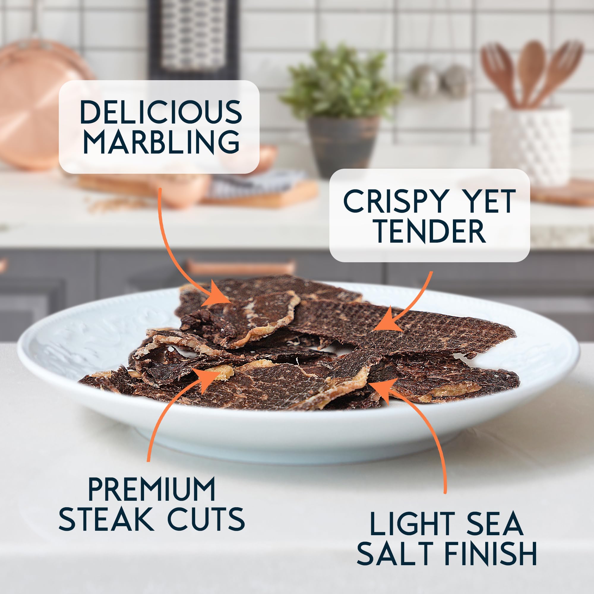 Wild Society Caveman Eats air-dried jerky closeup – crispy texture without sugar.