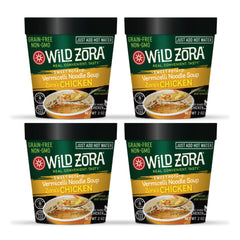 Wild Zora Chicken Noodle Soup Cup four-pack offers convenient on-the-go meals