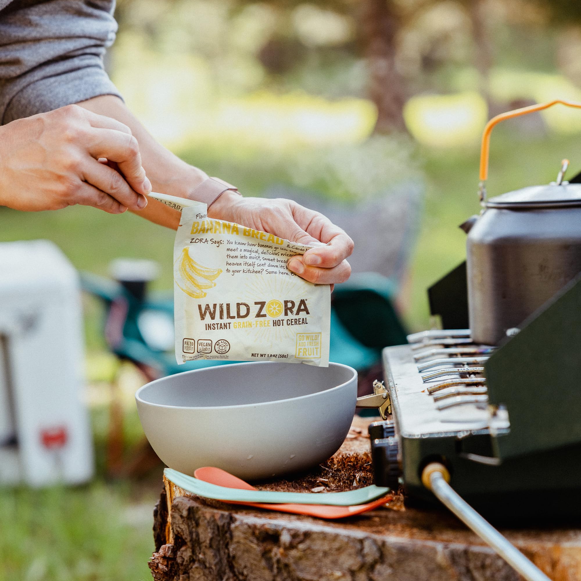 Wild Zora microwave-ready hot cereal in a mug for fast prep