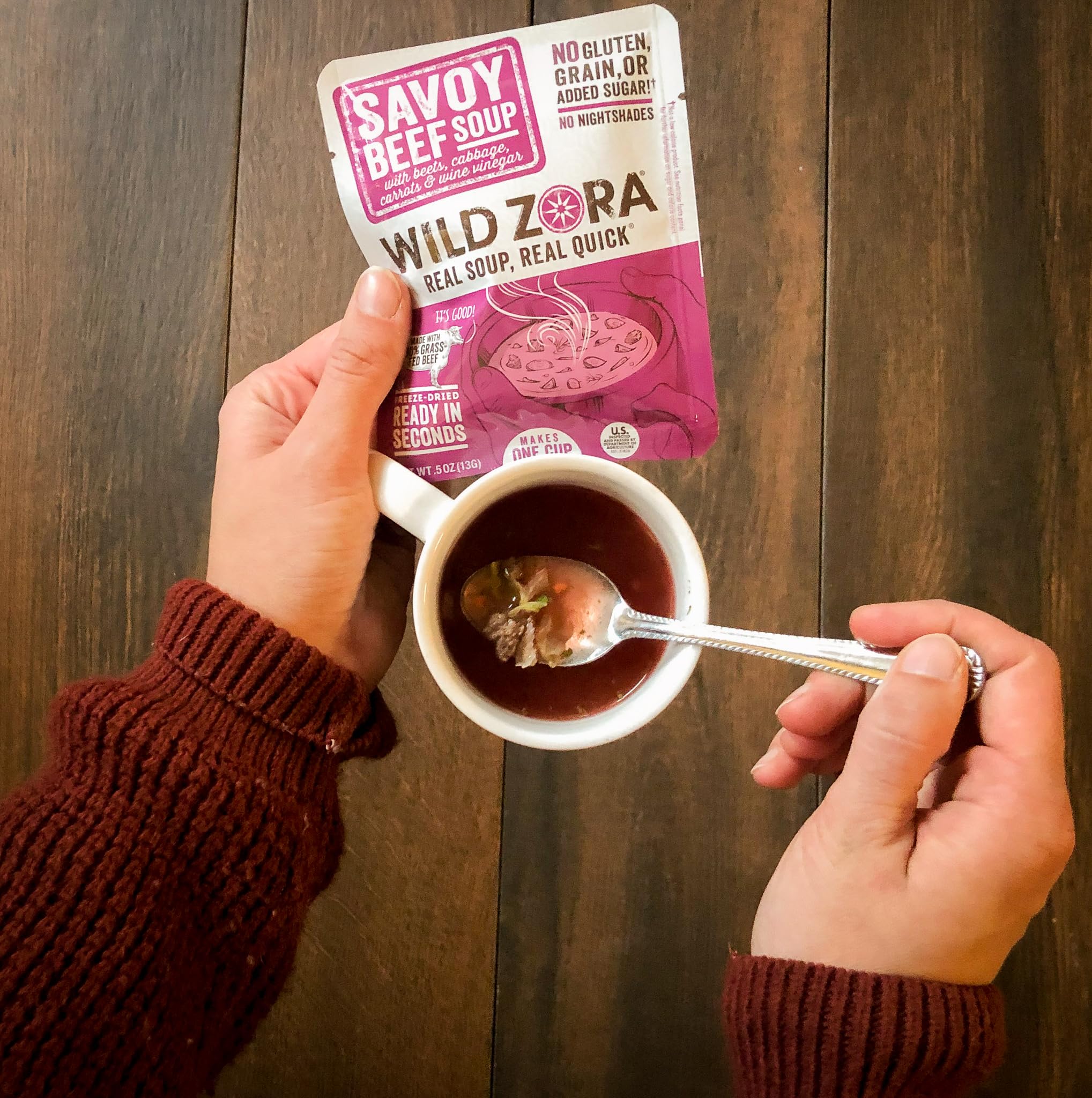 Wild Zora Real Ingredients label emphasizes clean, simple components.