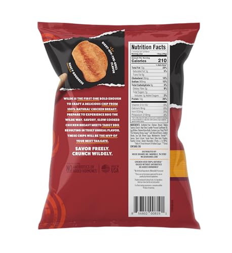 Close-up of WILDE Barbeque chips showing crispy texture and real ingredients.