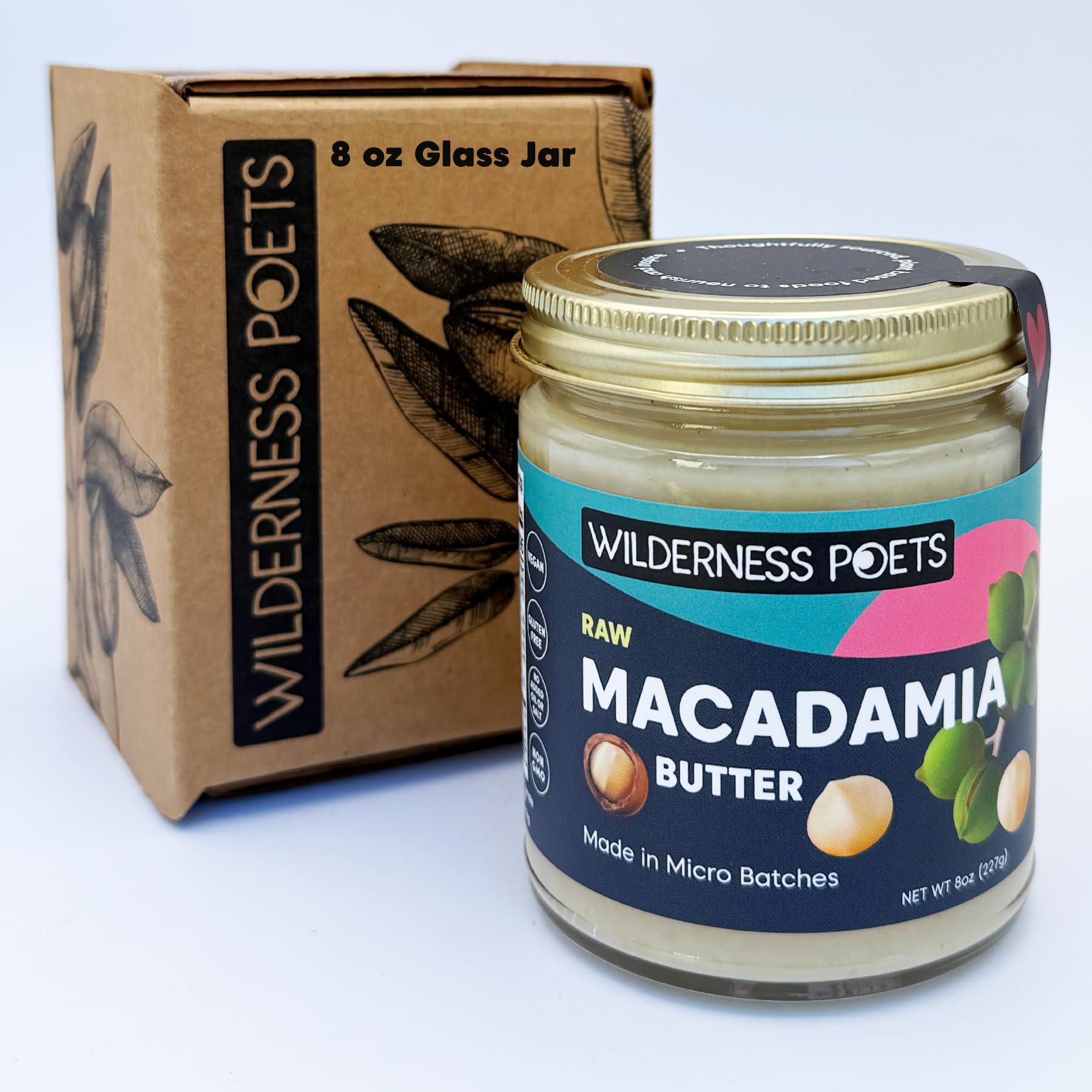 Wilderness Poets macadamia butter creamy texture image highlighting silkiness for smoothies and snacks