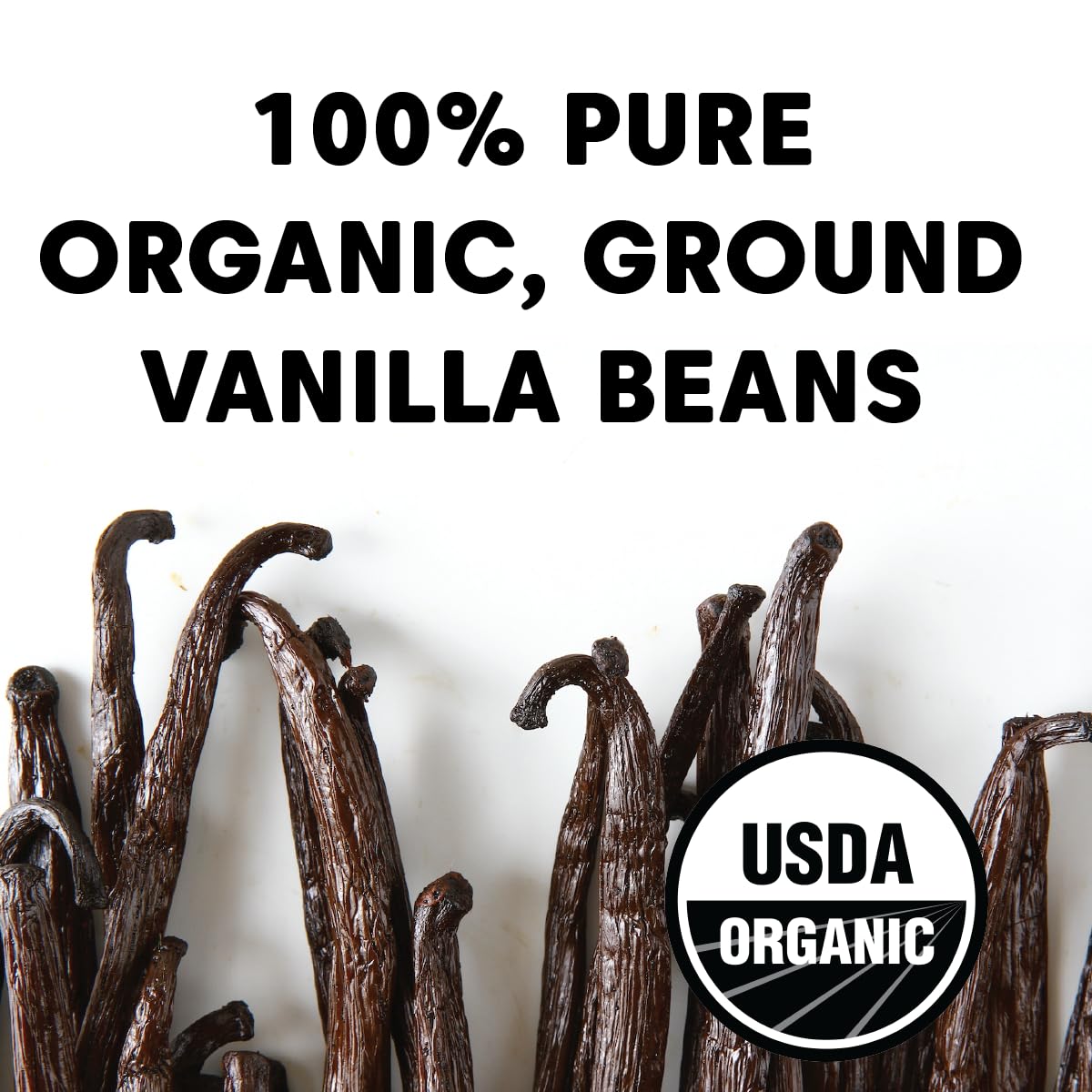 Wilderness Poets Organic Vanilla Powder with whole beans ground for baking.
