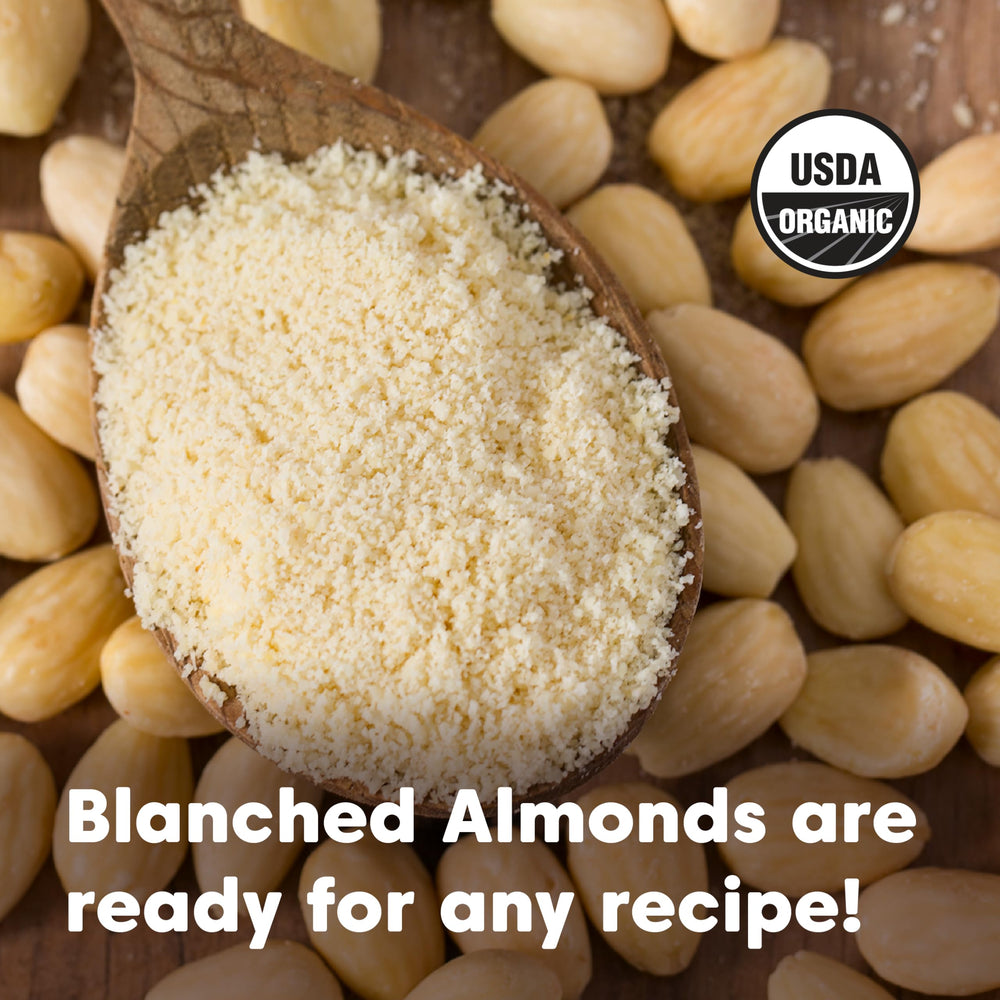 Pantry-ready Wilderness Poets almonds stored in a breathable container.