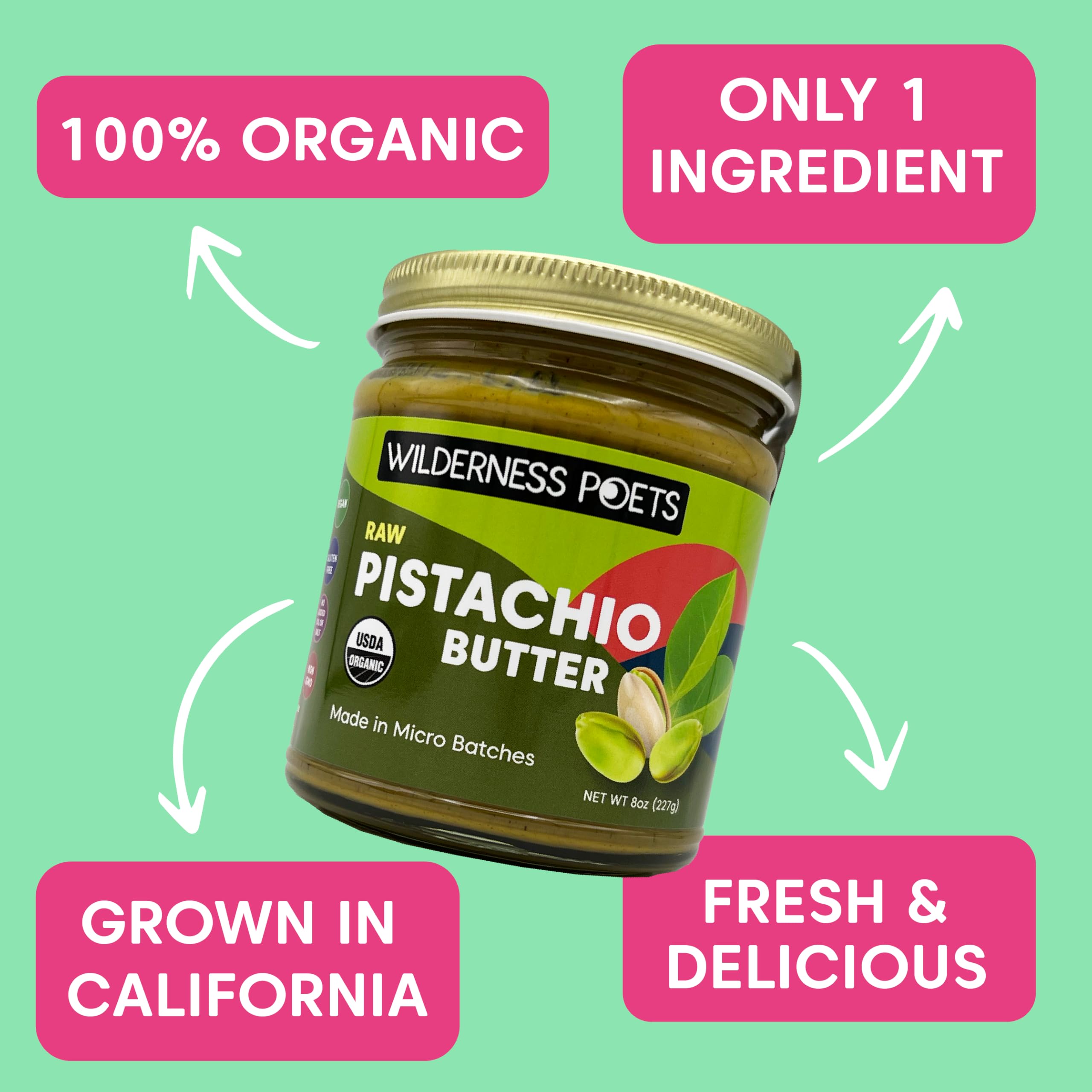 Wilderness Poets Pistachio Butter on crackers demonstrates savory or sweet pairing