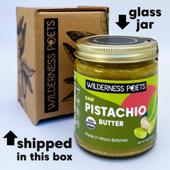 Wilderness Poets Pistachio Butter raw pistachios image emphasizes single-ingredient quality