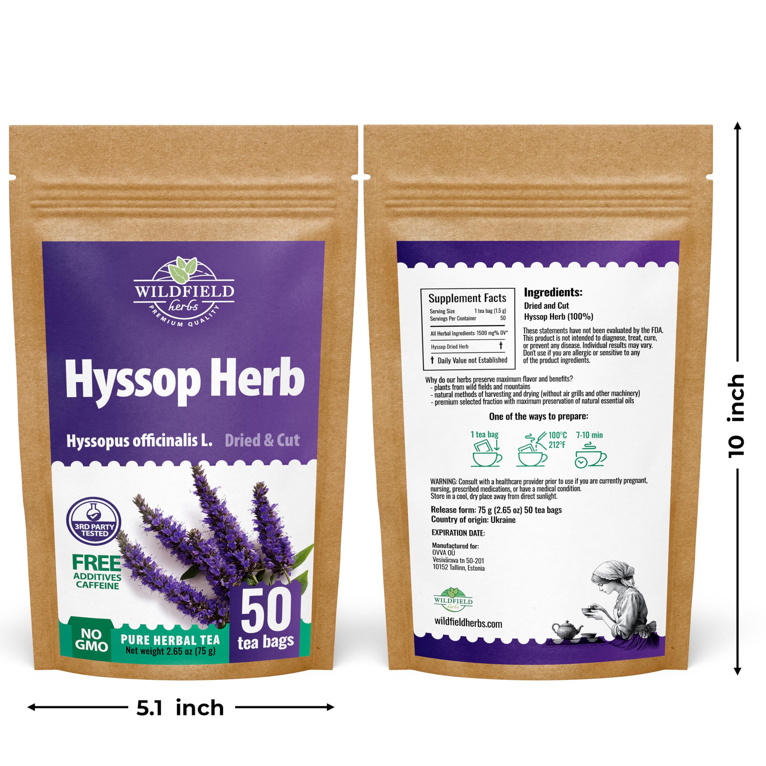Detailed view of Hyssop tea leaf texture from Wildfield Herbs