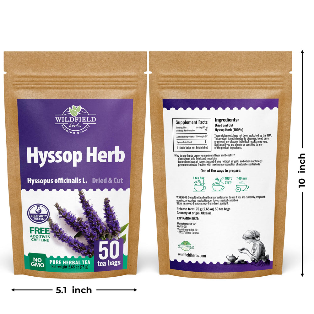 Detailed view of Hyssop tea leaf texture from Wildfield Herbs