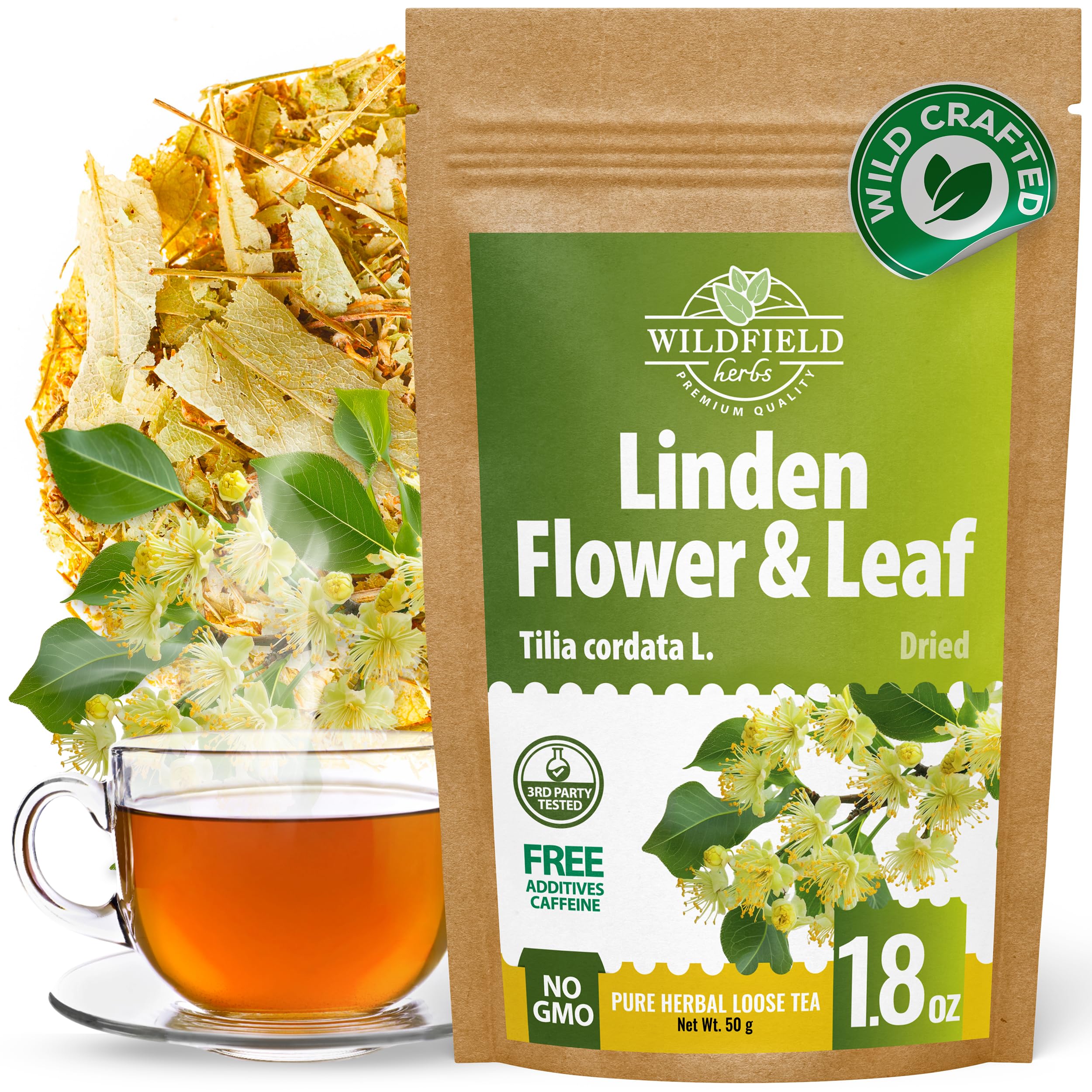 Wildfield Herbs Linden Tea loose leaf for a calm, flavorful cup.
