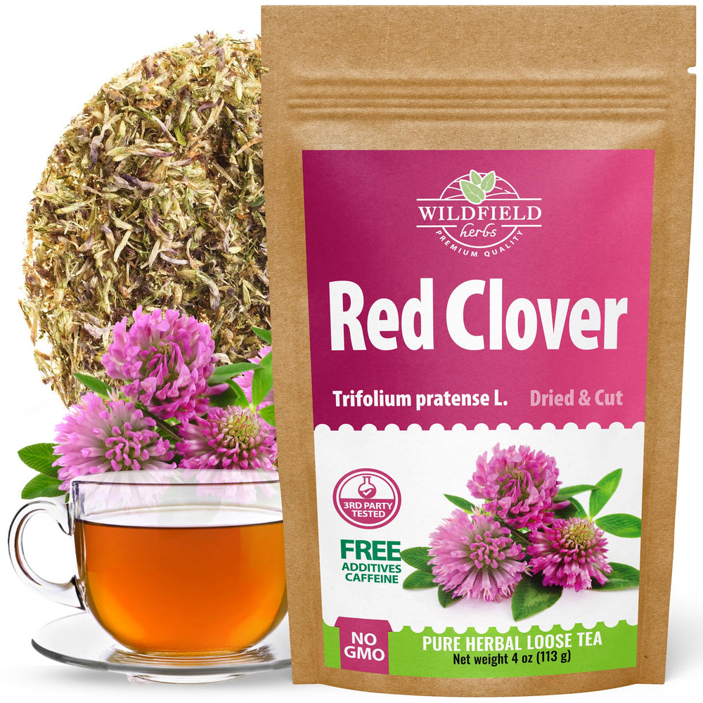 WILDFIELD HERBS red clover tea petals close-up for aromatic brewing