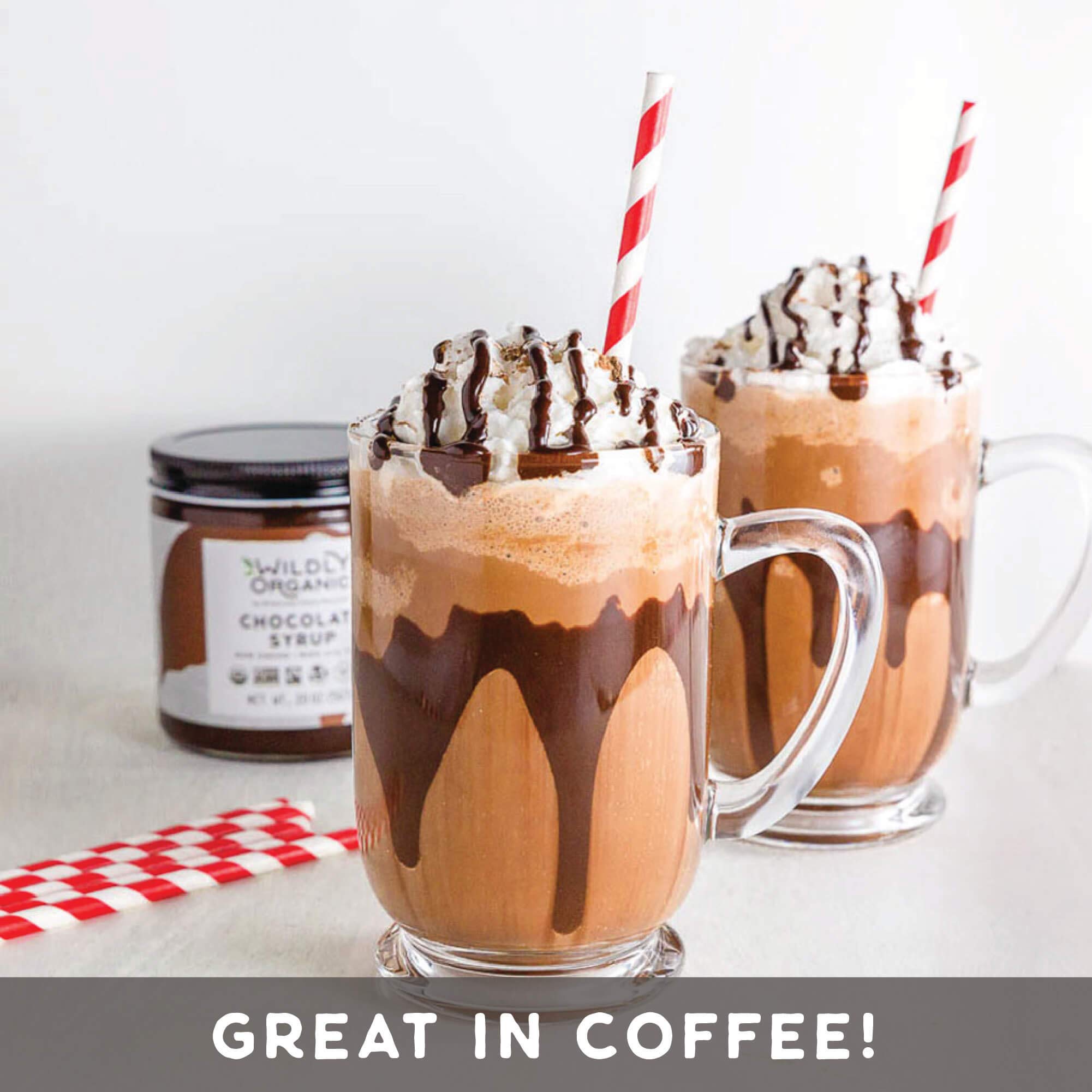 Wildly Organic Chocolate Syrup fair-trade label — ethically sourced flavor enhancer