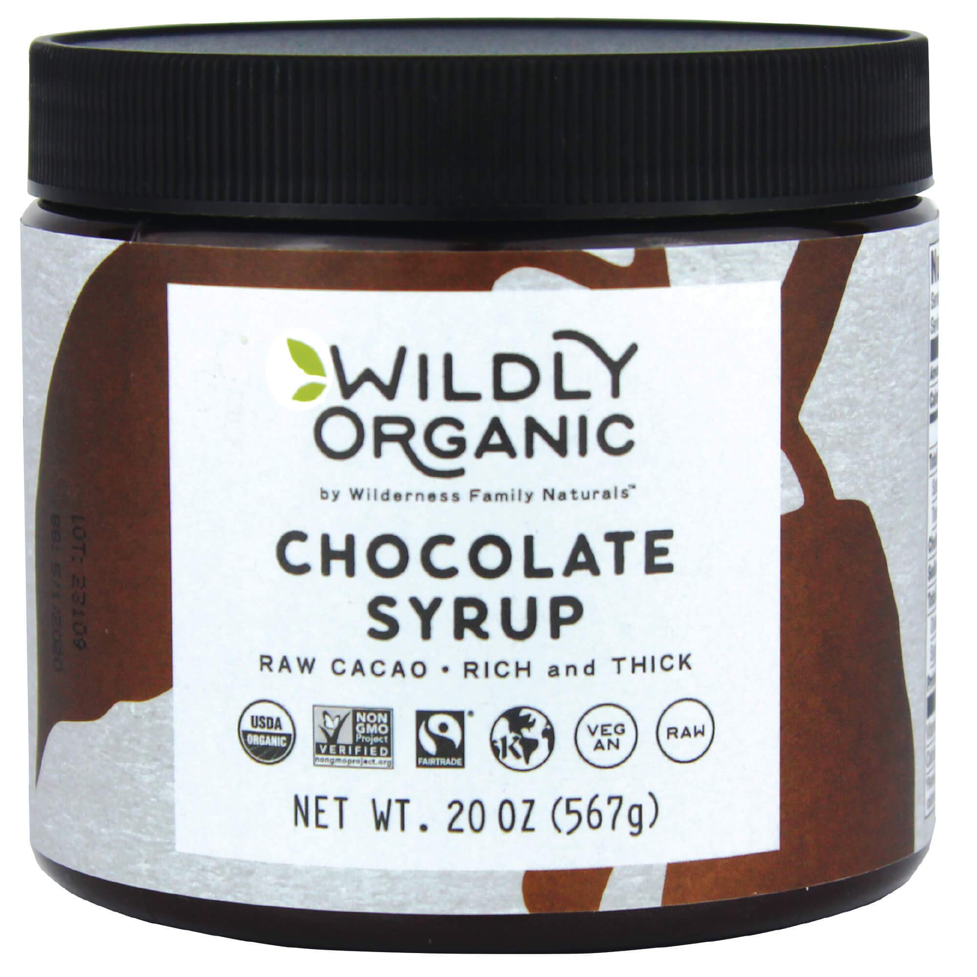 Wildly Organic Chocolate Syrup pour close-up — silky drizzle ideal for desserts