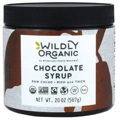 Wildly Organic Chocolate Syrup pour close-up — silky drizzle ideal for desserts