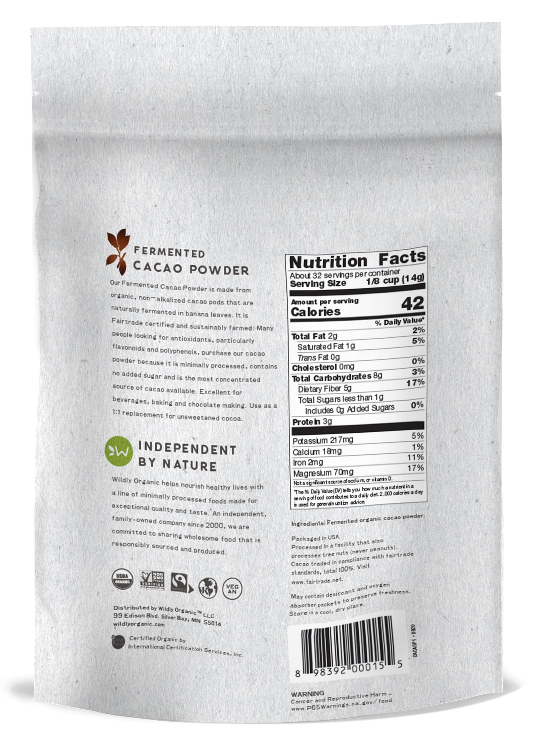 Wildly Organic Fermented Cacao Powder fermentation process preserves enzymes and flavor
