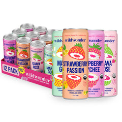 Wildwonder sparkling probiotic drink 12pk: 1B CFU probiotics and 5g prebiotic fiber per can