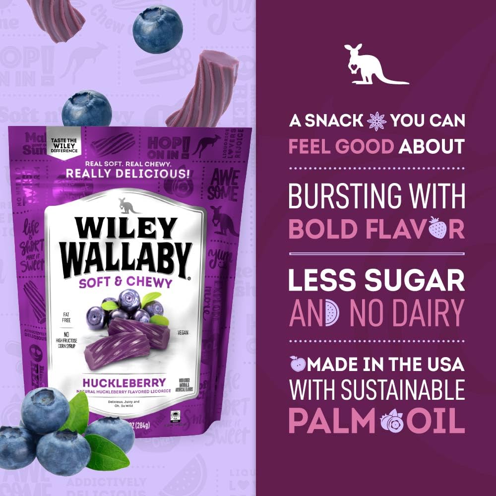 Wiley Wallaby licorice bag open closeup highlights Australian-inspired flavor.