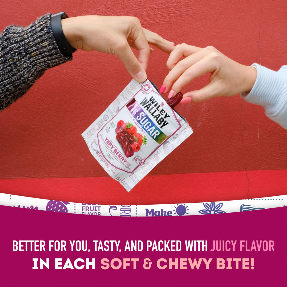 Wiley Wallaby licorice mix with classic and fruit varieties for sharing.