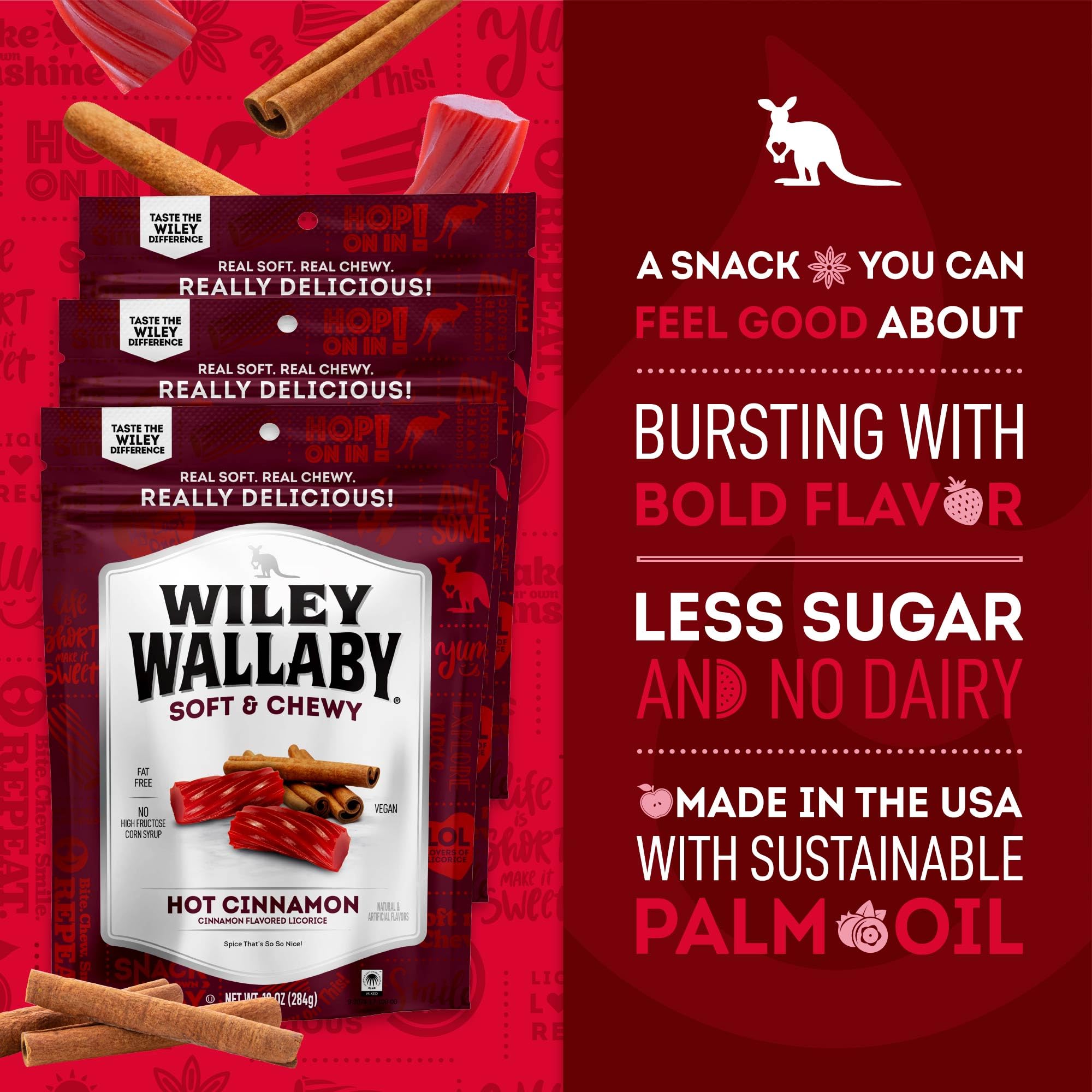 Wiley Wallaby licorice on the go in a resealable bag for freshness.