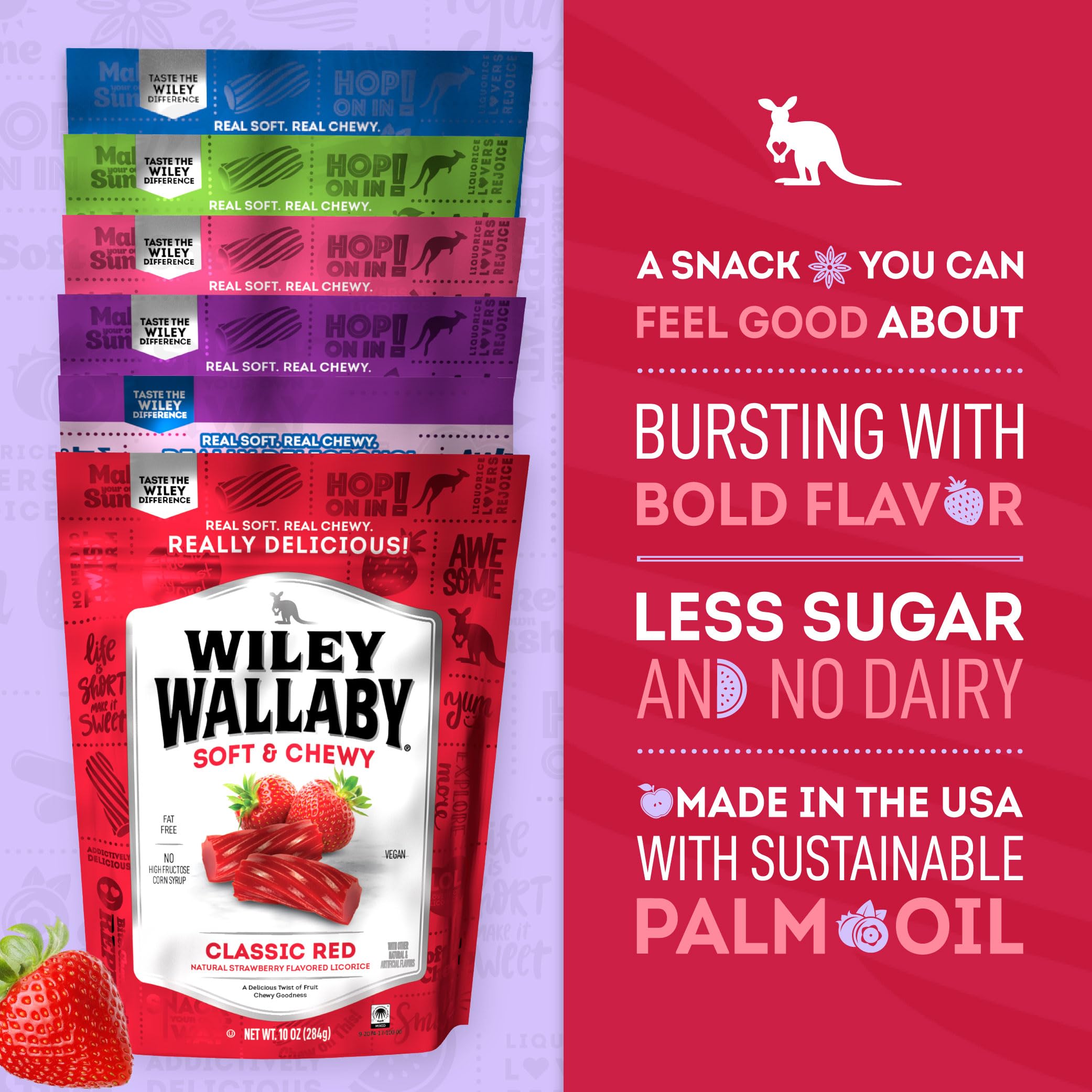 On-the-go Wiley Wallaby licorice snack in hand, perfect movie-night treat.