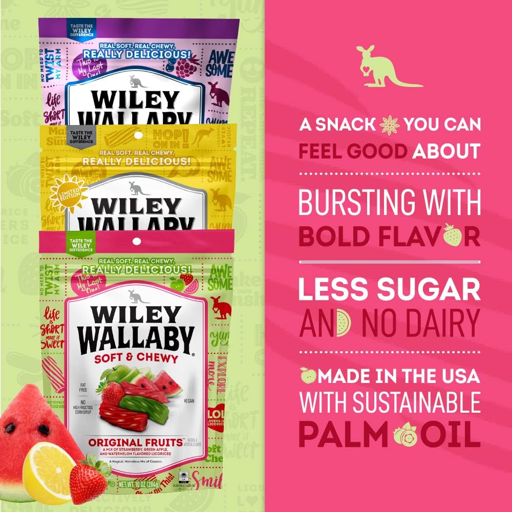 Wiley Wallaby resealable bag keeps licorice fresh for on-the-go snacking.