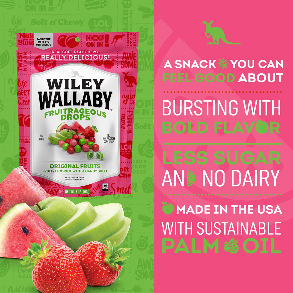 Wiley Wallaby on-the-go snacking scene with resealable pouch for travel.