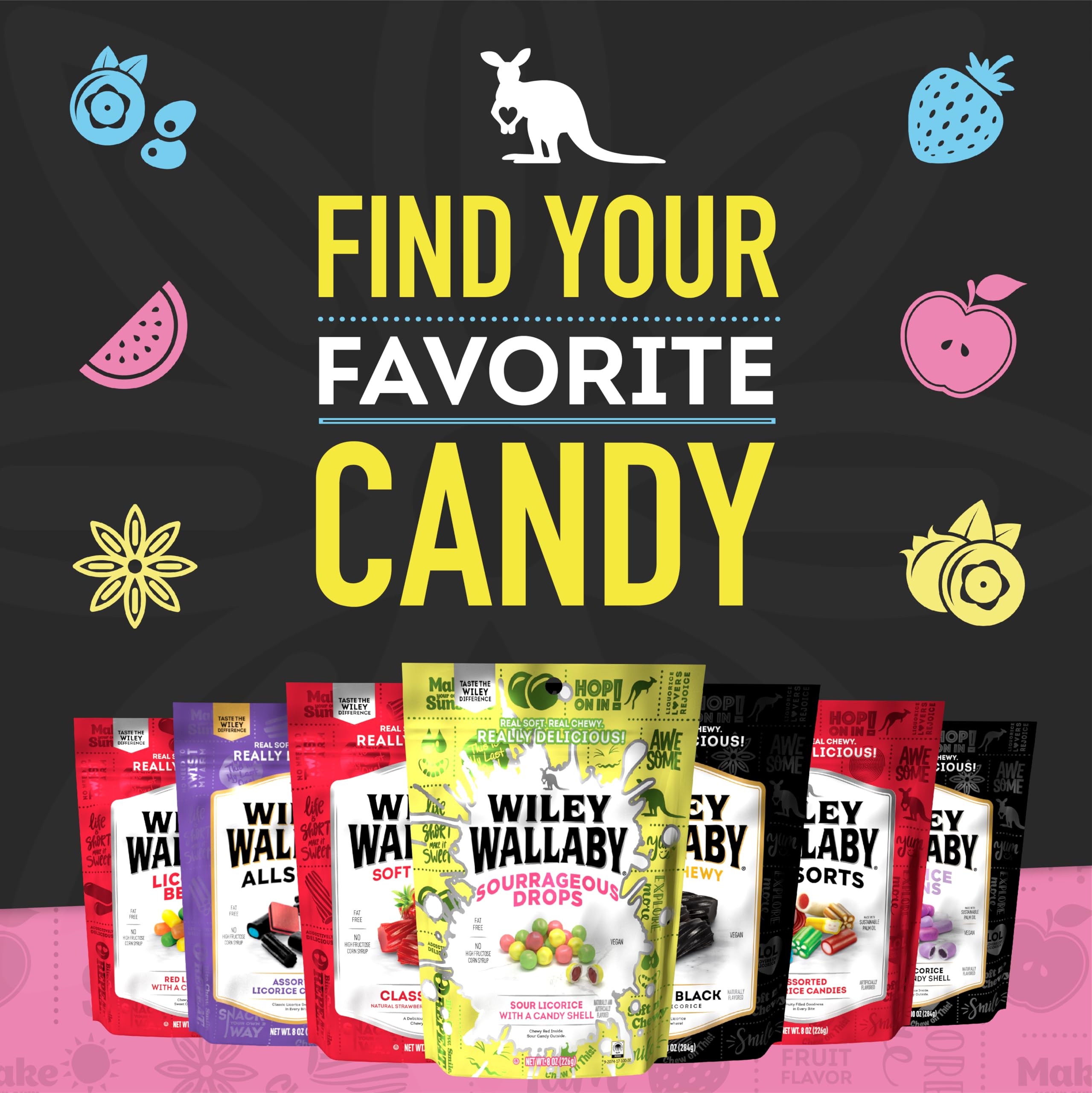 Wiley Wallaby party snack arrangement highlights a shareable licorice experience.