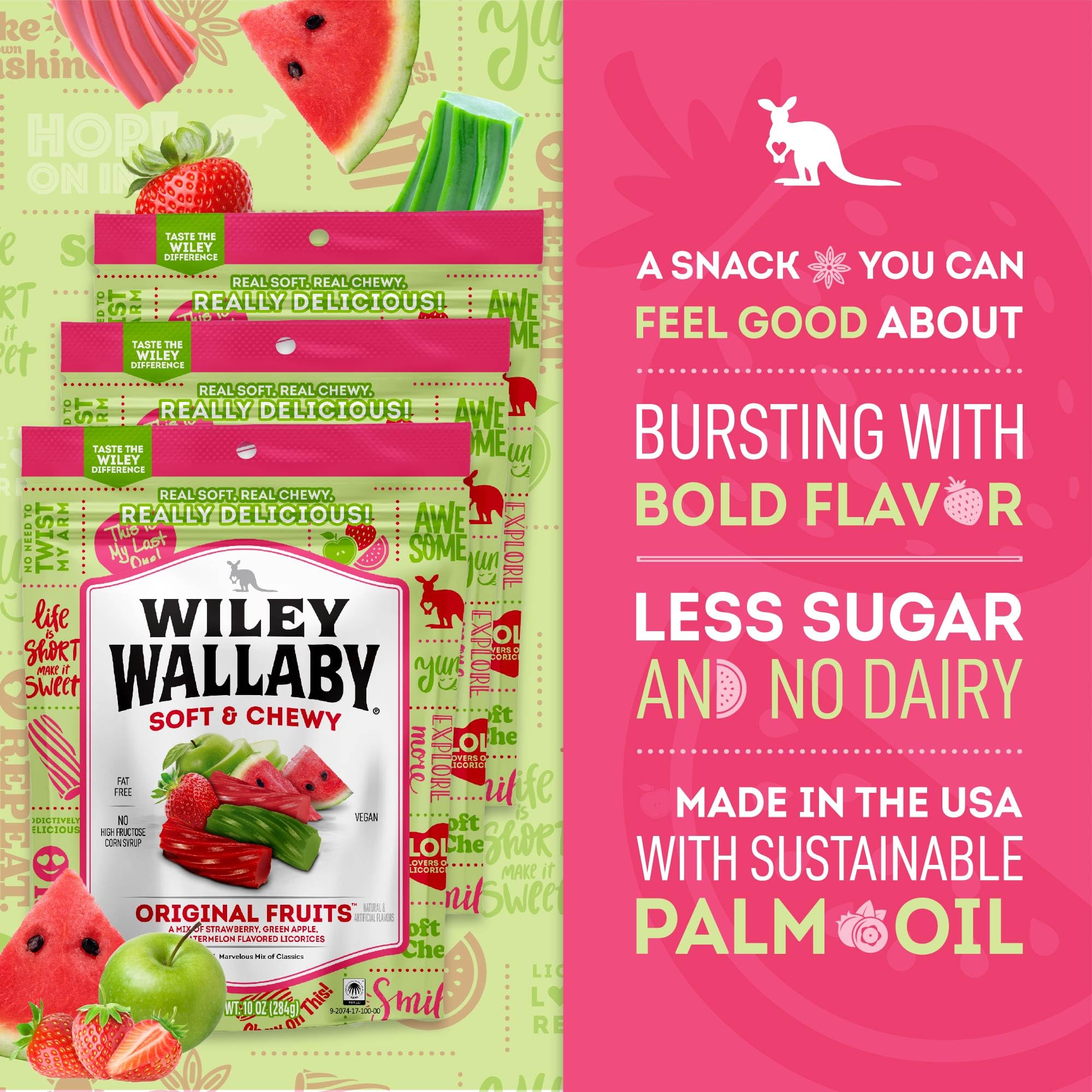 Wiley Wallaby licorice in a resealable bag, perfect for on the go.