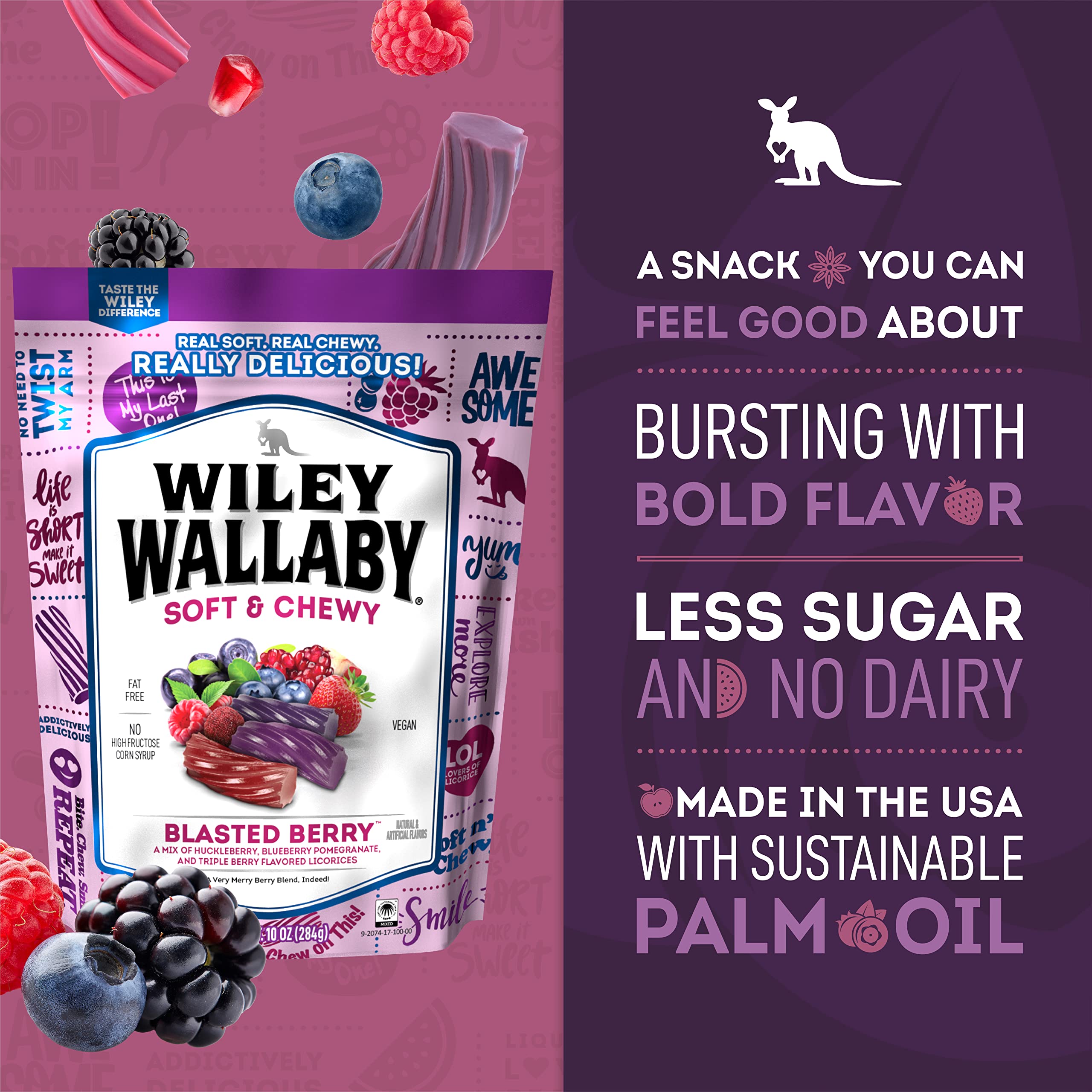 Wiley Wallaby resealable licorice bag keeps pieces fresh for on-the-go snacking