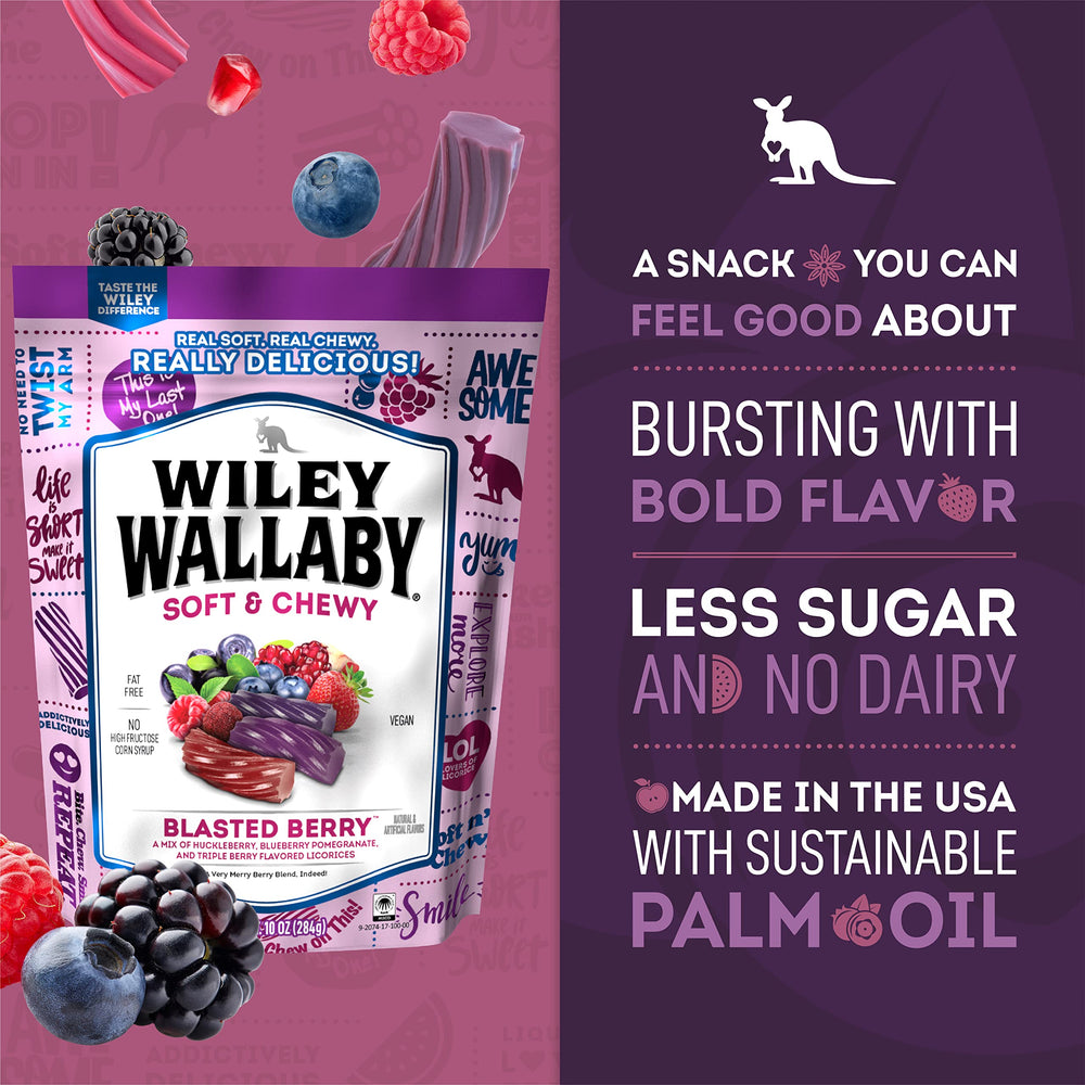 Wiley Wallaby resealable licorice bag keeps pieces fresh for on-the-go snacking