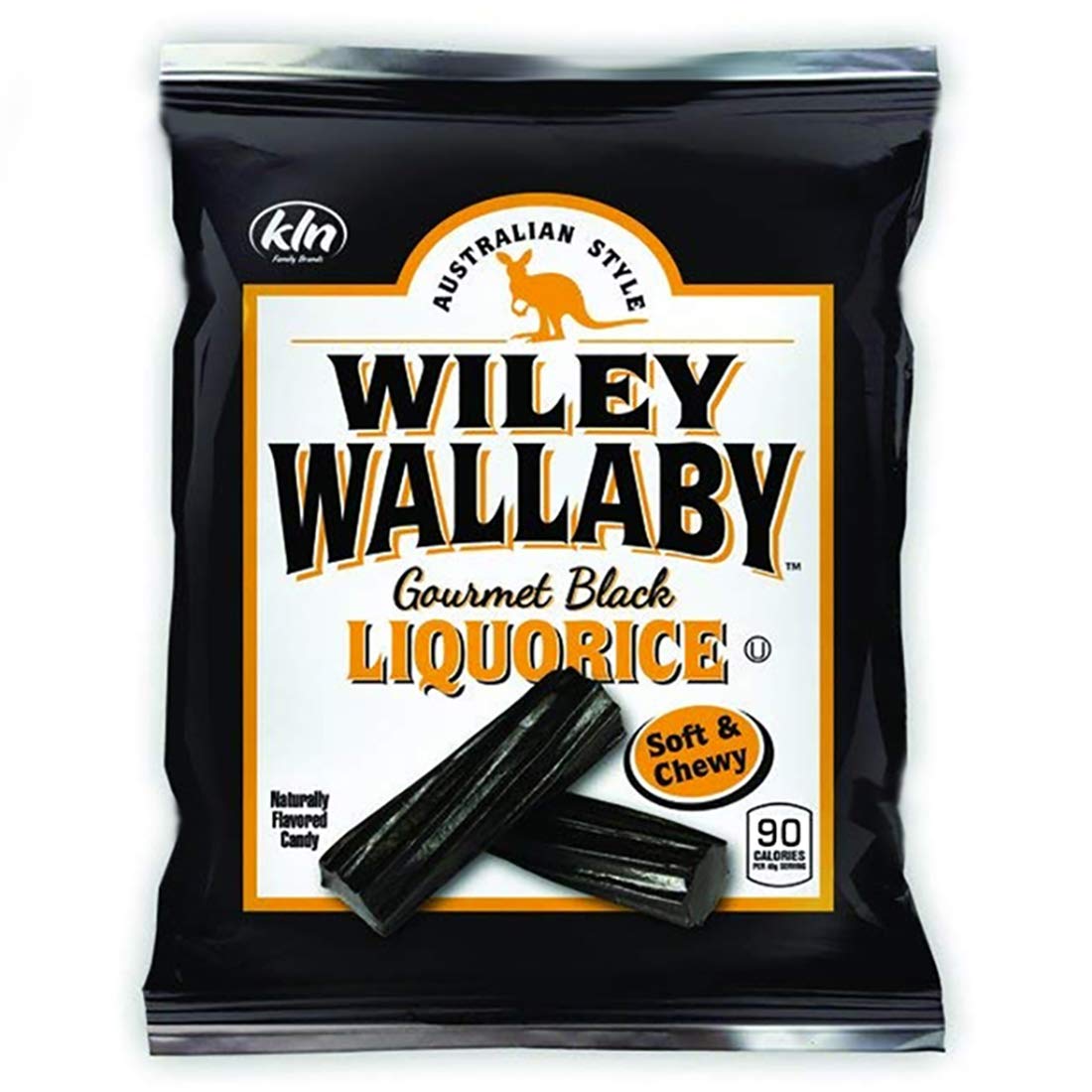 Wiley Wallaby soft-chewy black licorice, dairy-free and fat-free, ideal for mindful snacking.