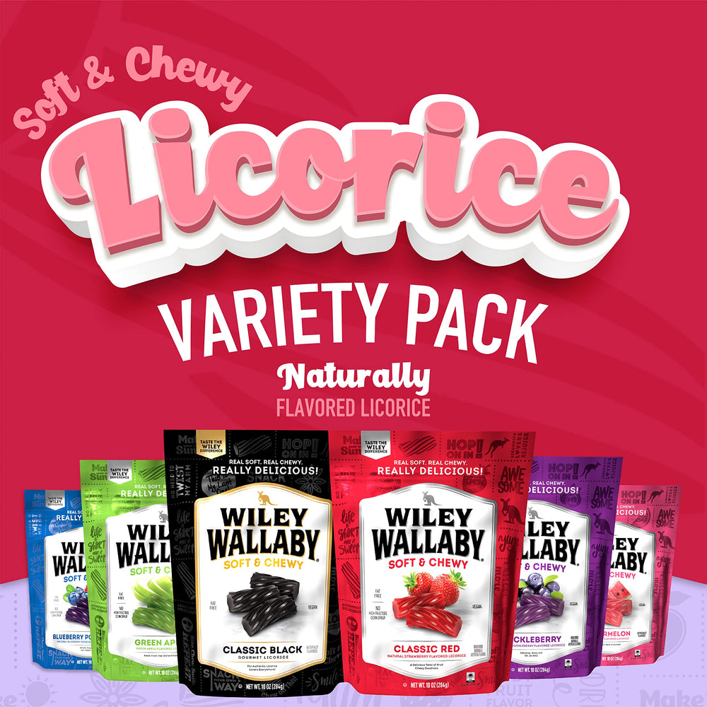 Wiley Wallaby soft chewy licorice delivers a smooth bite for daily indulgence.