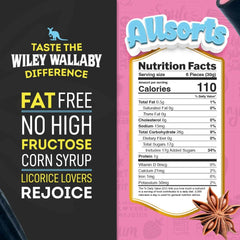 Wiley Wallaby soft chewy licorice texture close-up highlights tender bite for snacking.