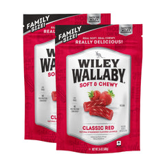 Wiley Wallaby strawberry licorice chunks with a soft, fruity bite.