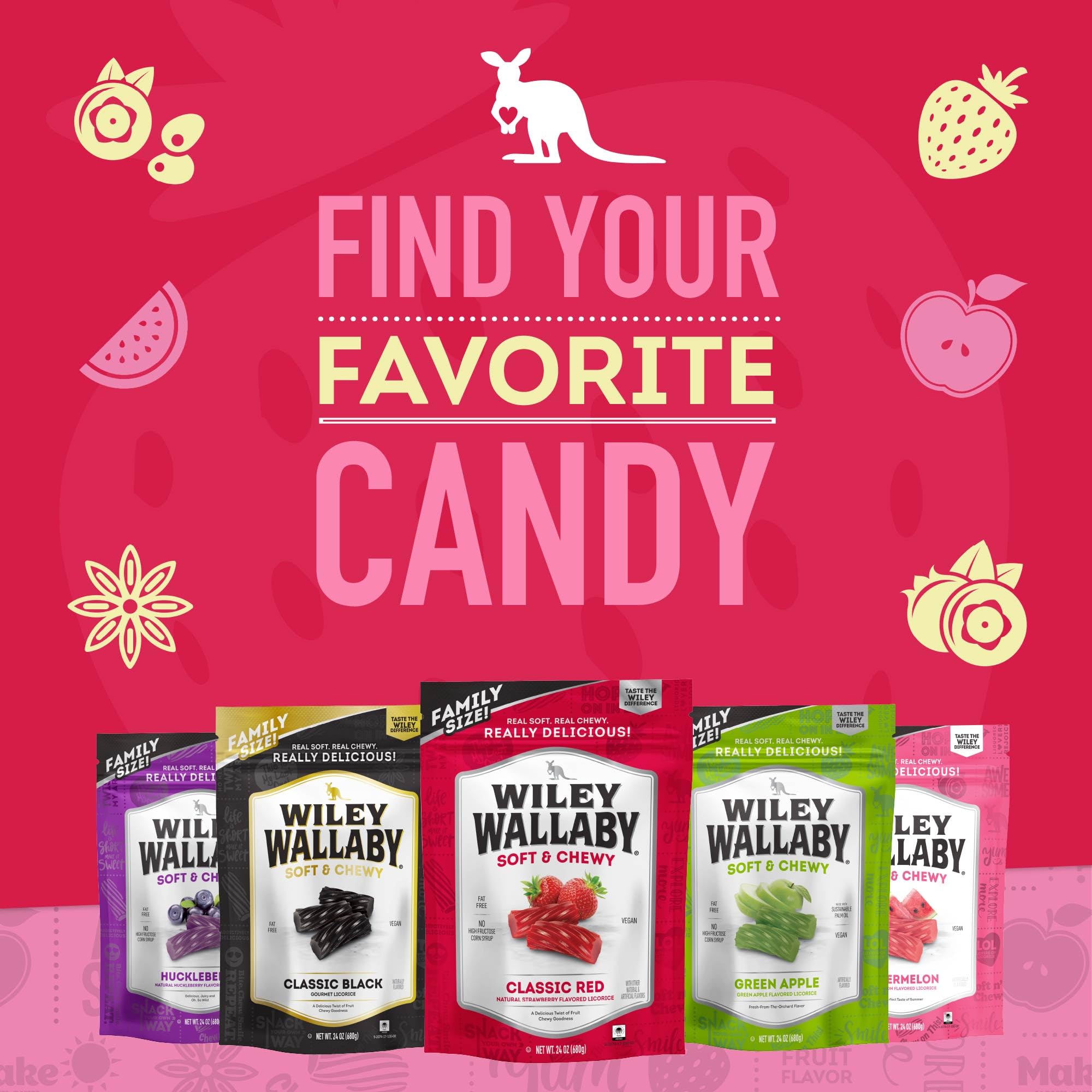 Wiley Wallaby variety flavors show licorice beans for tasting.