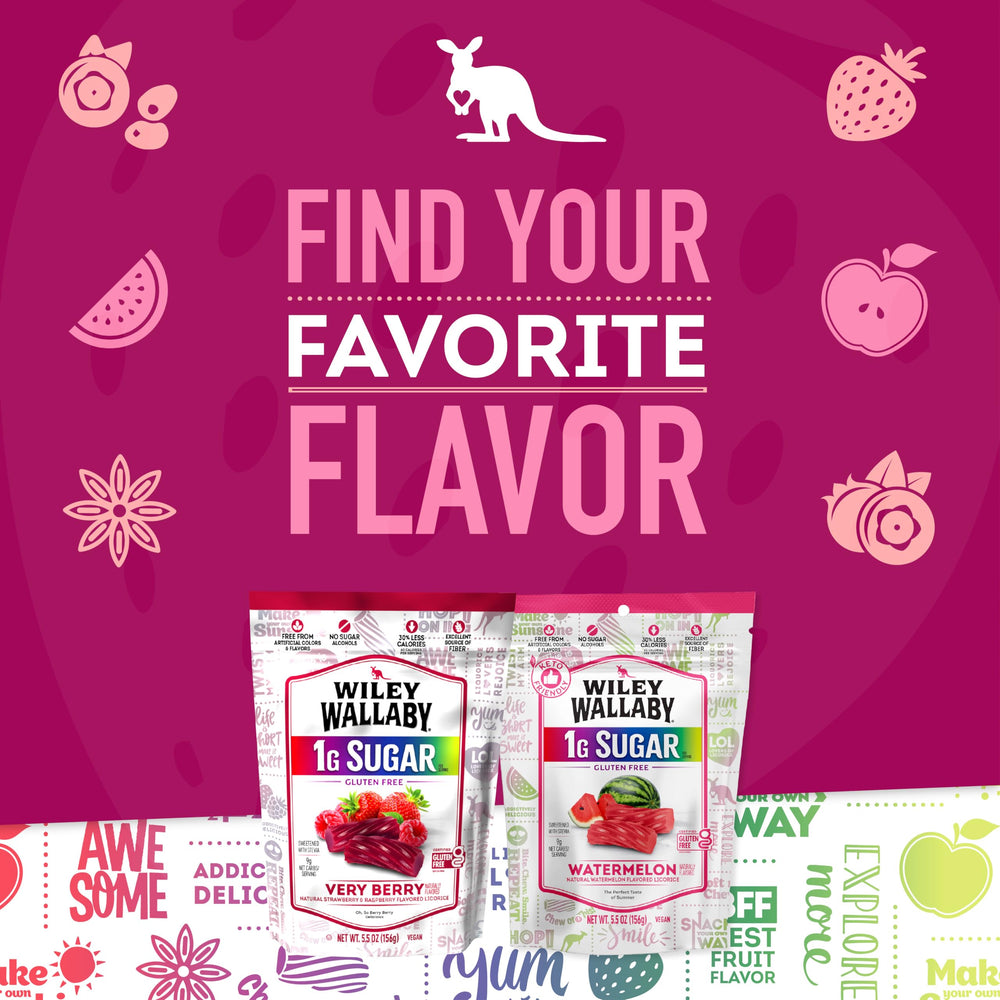 Wiley Wallaby Very Berry licorice twists in bowl, fruity aroma invites tasting