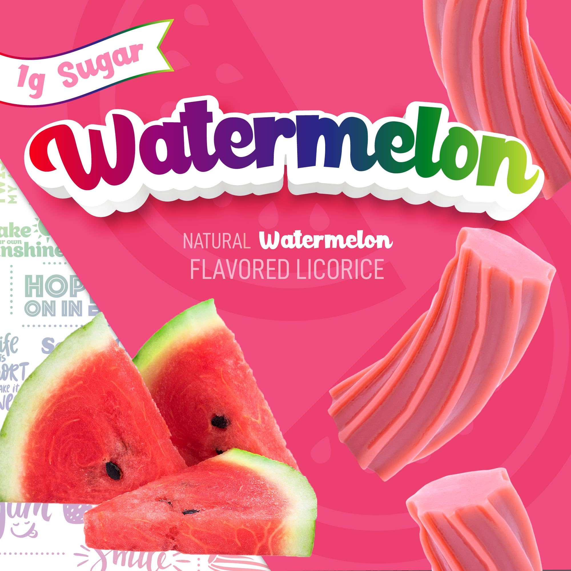 Wiley Wallaby Watermelon Licorice textured twist closeup emphasizes premium quality and balanced sweetness